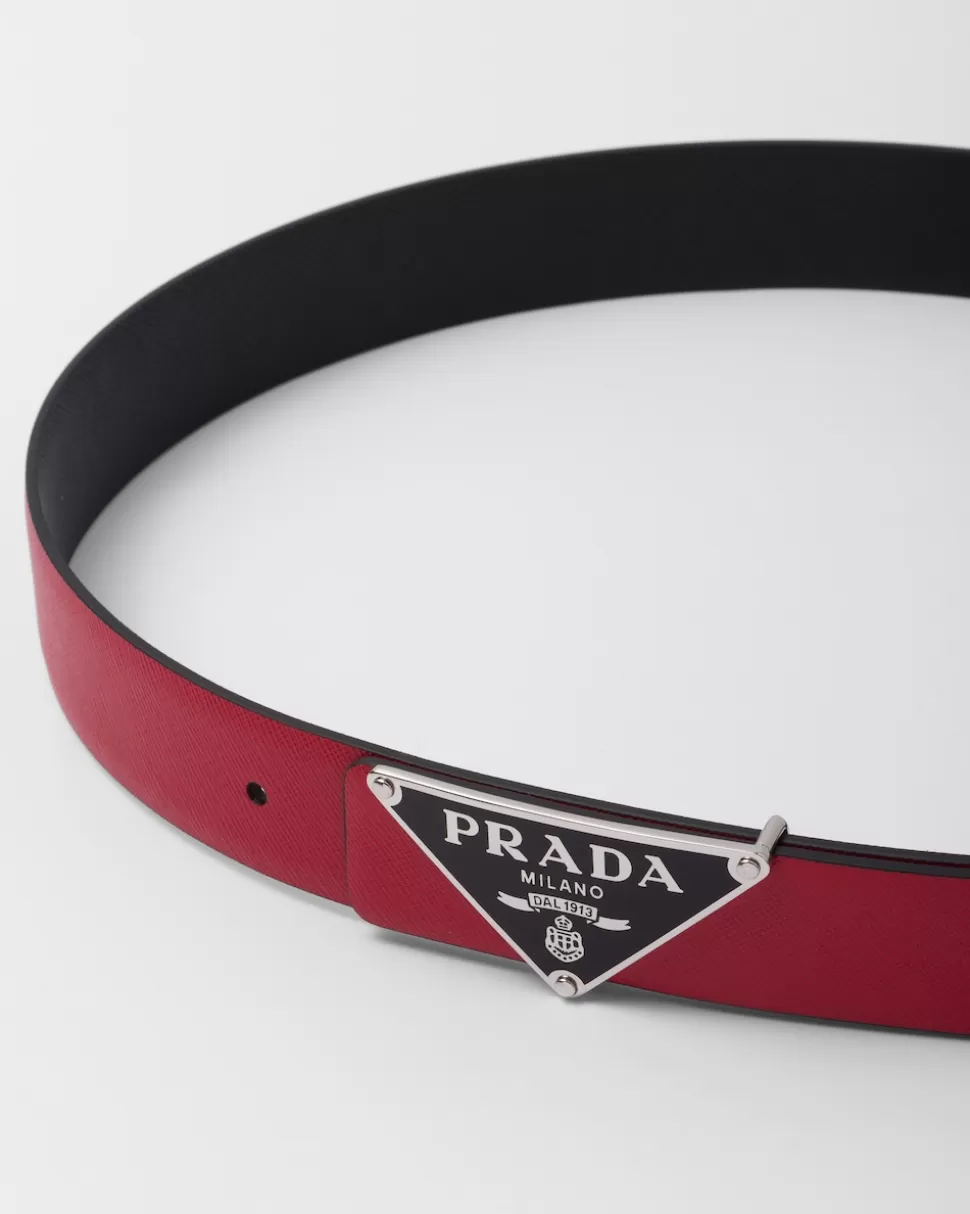 Best Sale Prada Gürtelband Zum Wenden Aus Saffiano-leder Schwarz