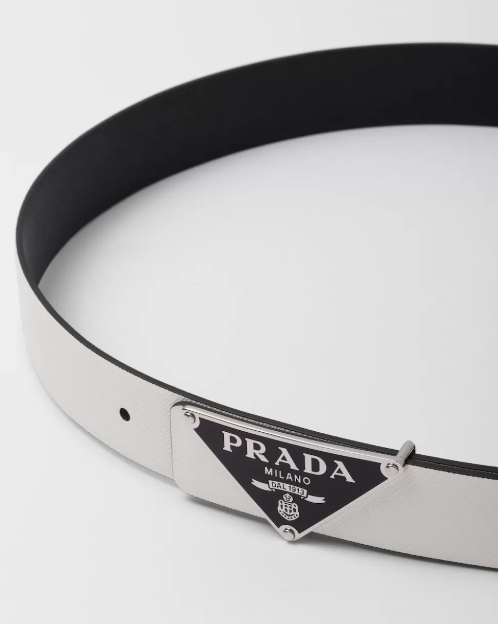 Flash Sale Prada Gürtelband Zum Wenden Aus Saffiano-leder Schwarz