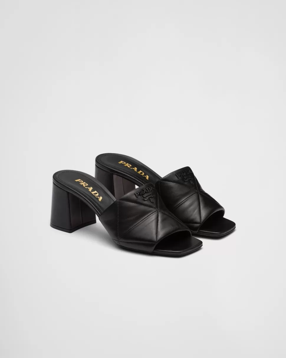 Clearance Prada Halbhohe Sandalen Aus Gestepptem Nappa-leder Schwarz