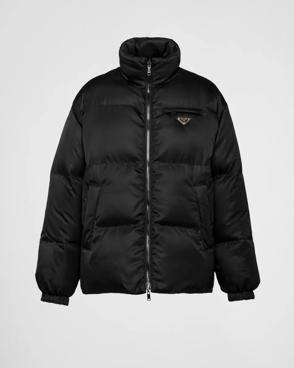 Best Sale Prada Halblange Daunenjacke Aus Re-nylon Schwarz