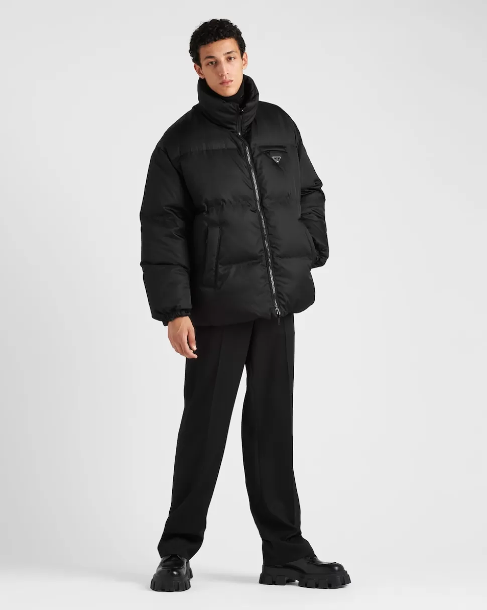 Best Sale Prada Halblange Daunenjacke Aus Re-nylon Schwarz