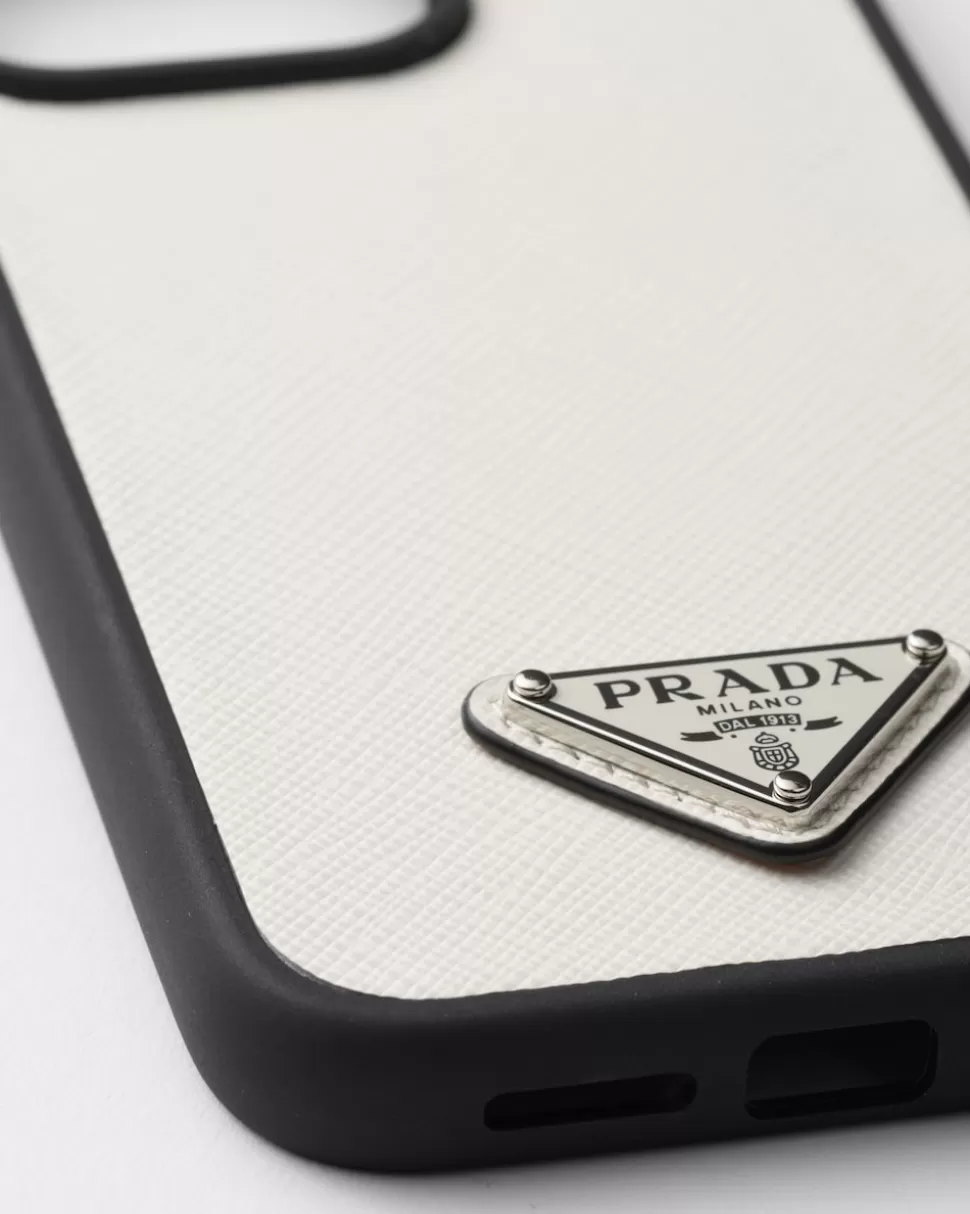 Cheap Prada Iphone-15-pro-max-hülle Aus Saffiano-leder Schwarz