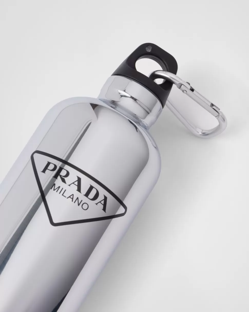 Best Sale Prada Isolierte Wasserflasche Aus Edelstahl, 500 Ml Silber/Schwarz