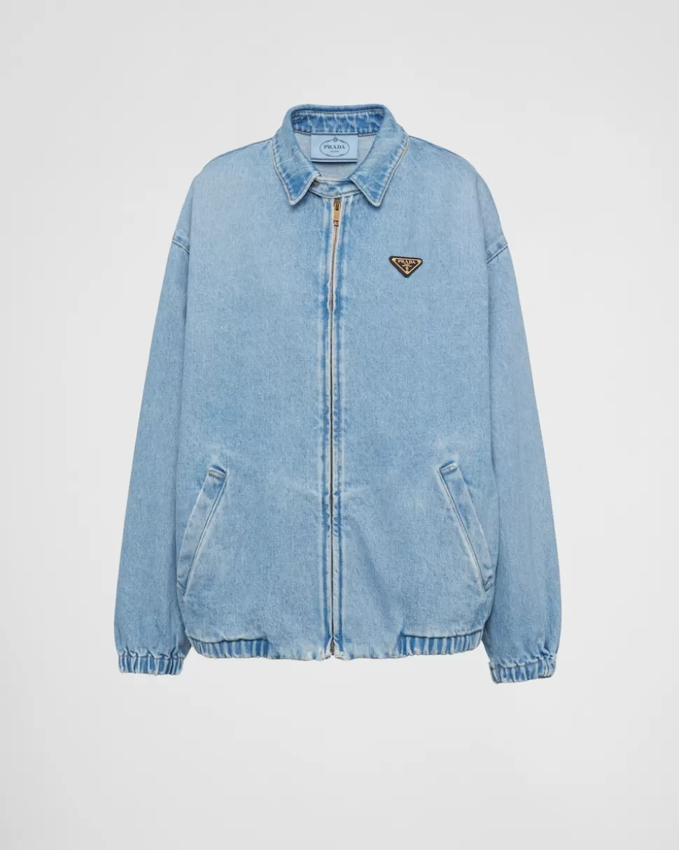 Shop Prada Jacke Aus Denim Himmelblau