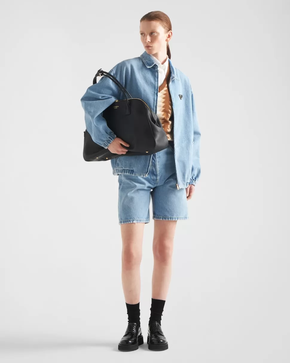 Shop Prada Jacke Aus Denim Himmelblau