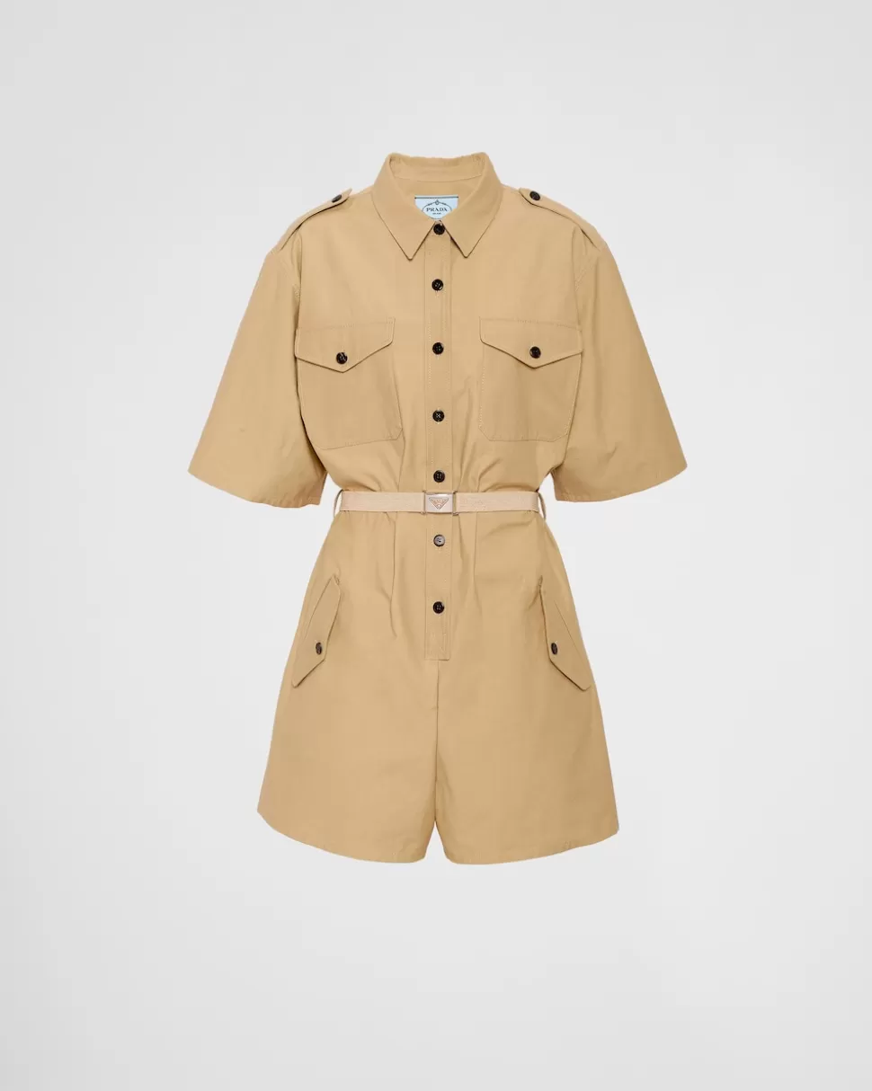 Clearance Prada Jumpsuit Aus Baumwoll-satin Khaki