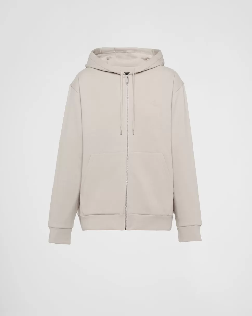 Discount Prada Kapuzenpullover Aus Baumwolle Und Kaschmir Kalkweiss