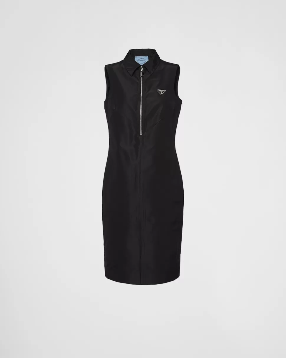 New Prada Kleid Aus Faille Schwarz