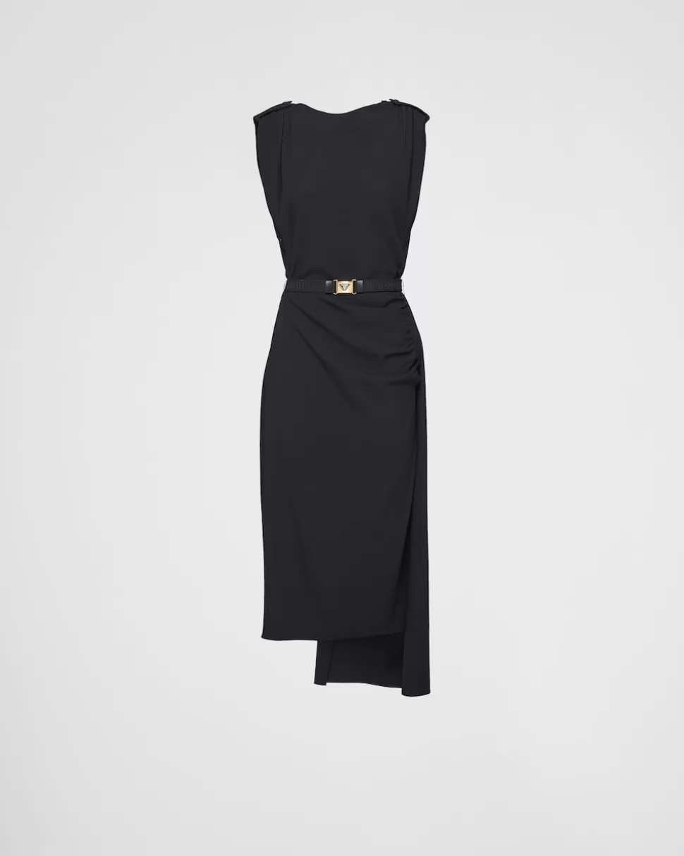 Best Prada Kleid Aus Sablé Schwarz