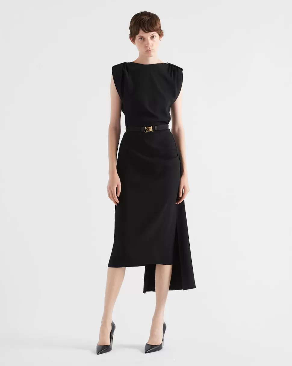 Best Prada Kleid Aus Sablé Schwarz