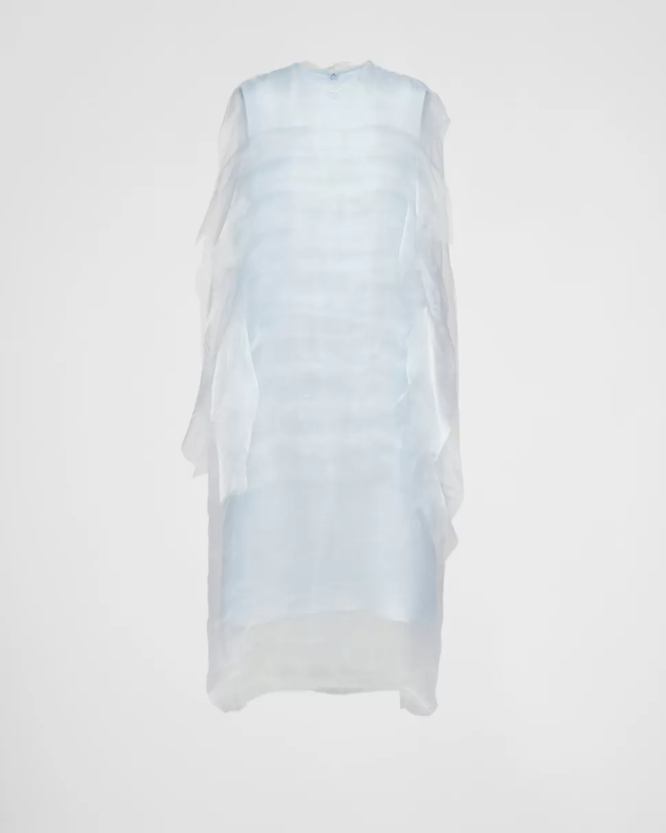 Best Prada Kleid Aus Technischem Voile Astro-Blau