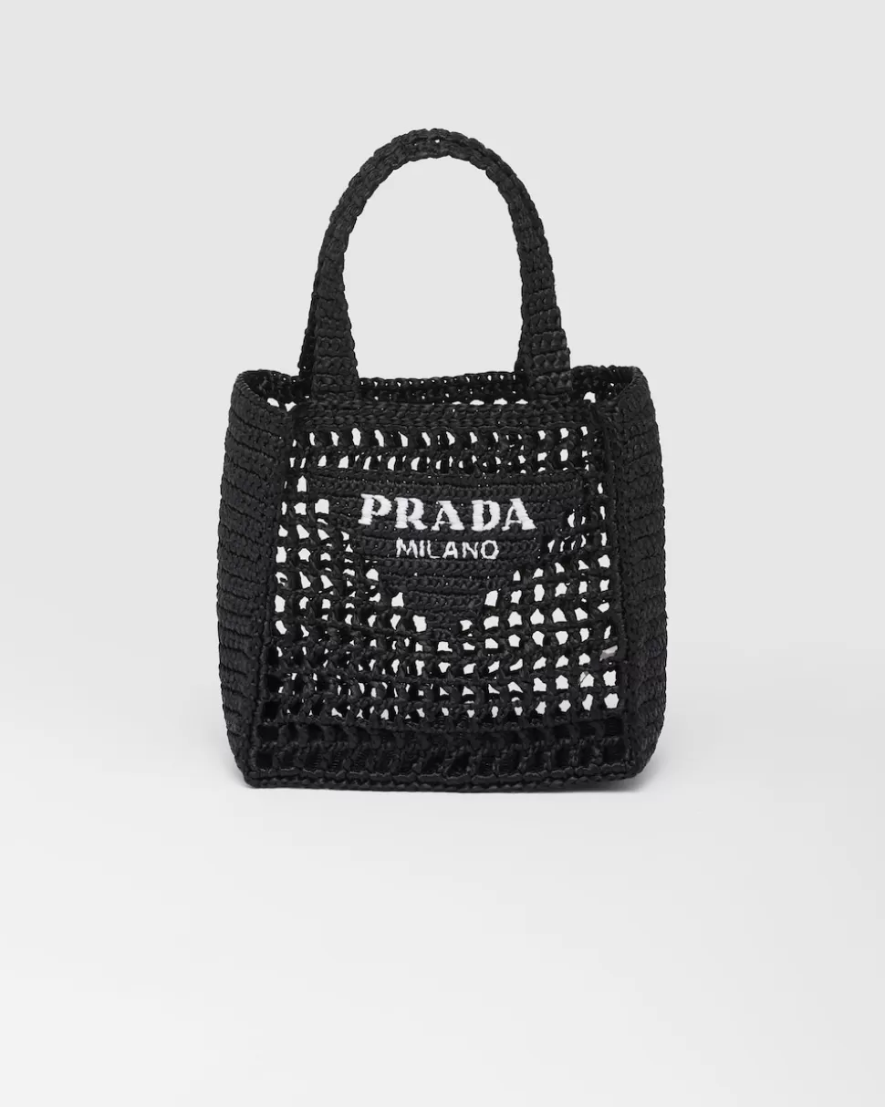 Discount Prada Kleine Gehäkelte Tote Bag Schwarz