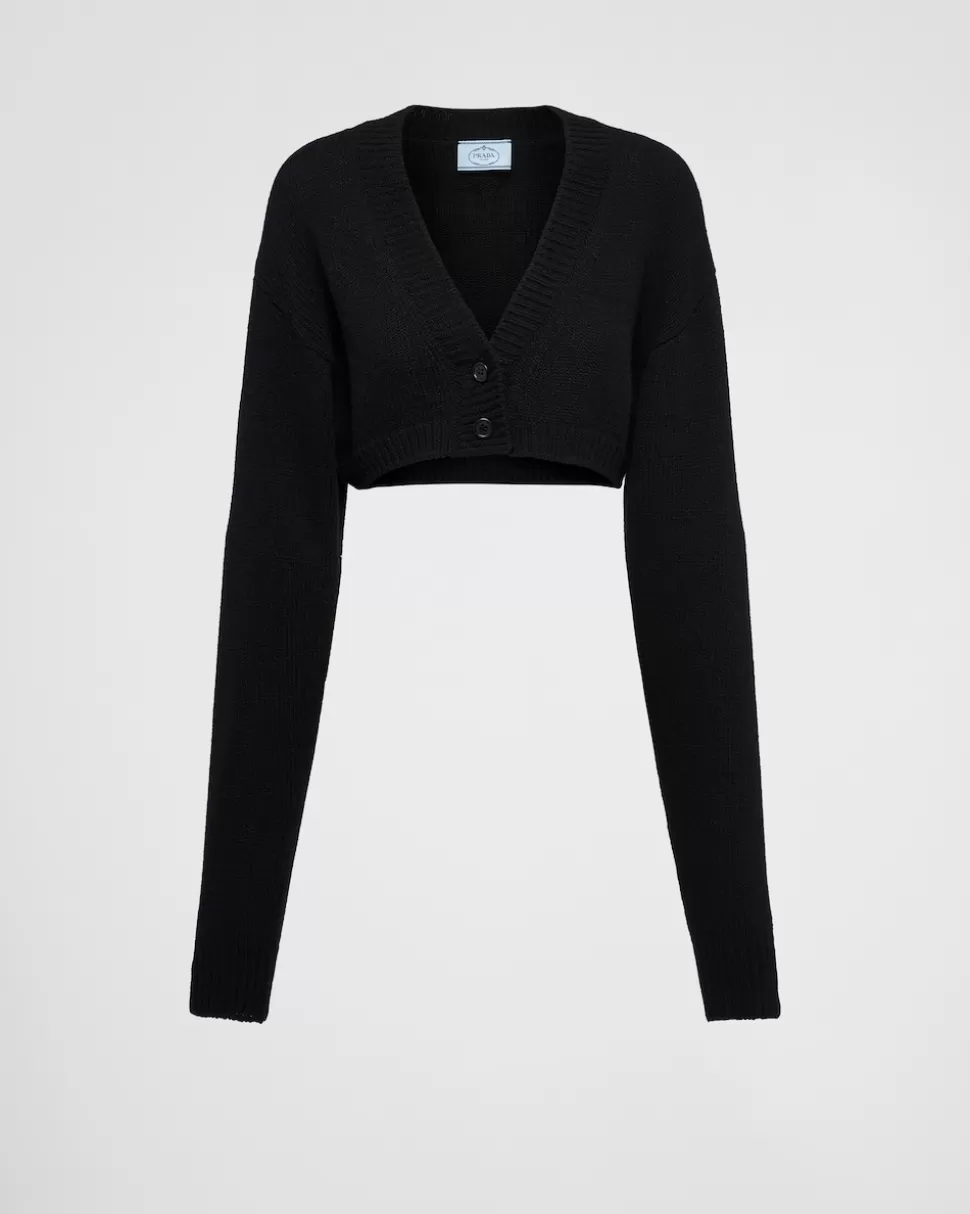 Cheap Prada Kurze Strickjacke Aus Wolle Und Kaschmir Schwarz