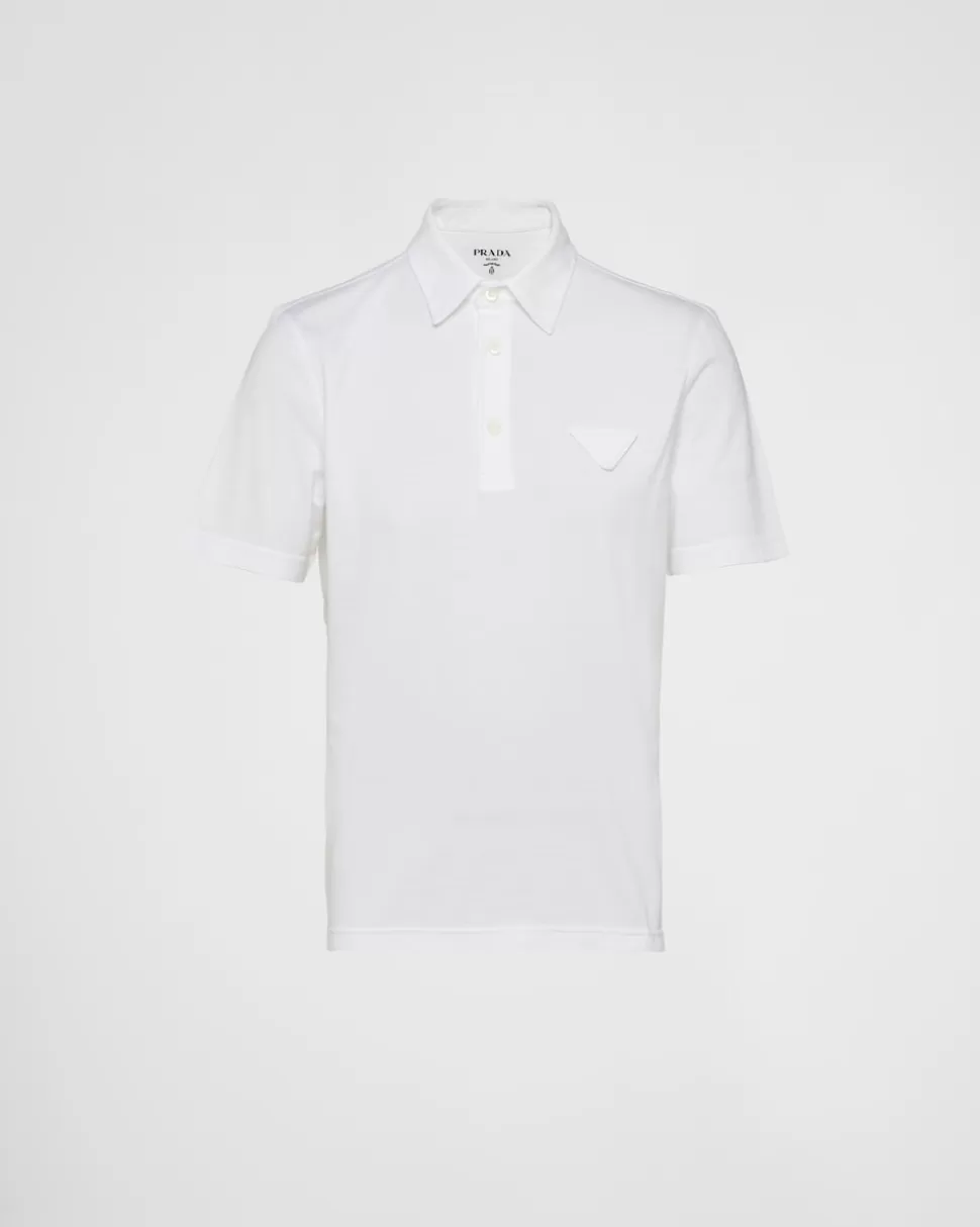 Best Sale Prada Kurzärmliges Poloshirt Aus Baumwolle Weiss