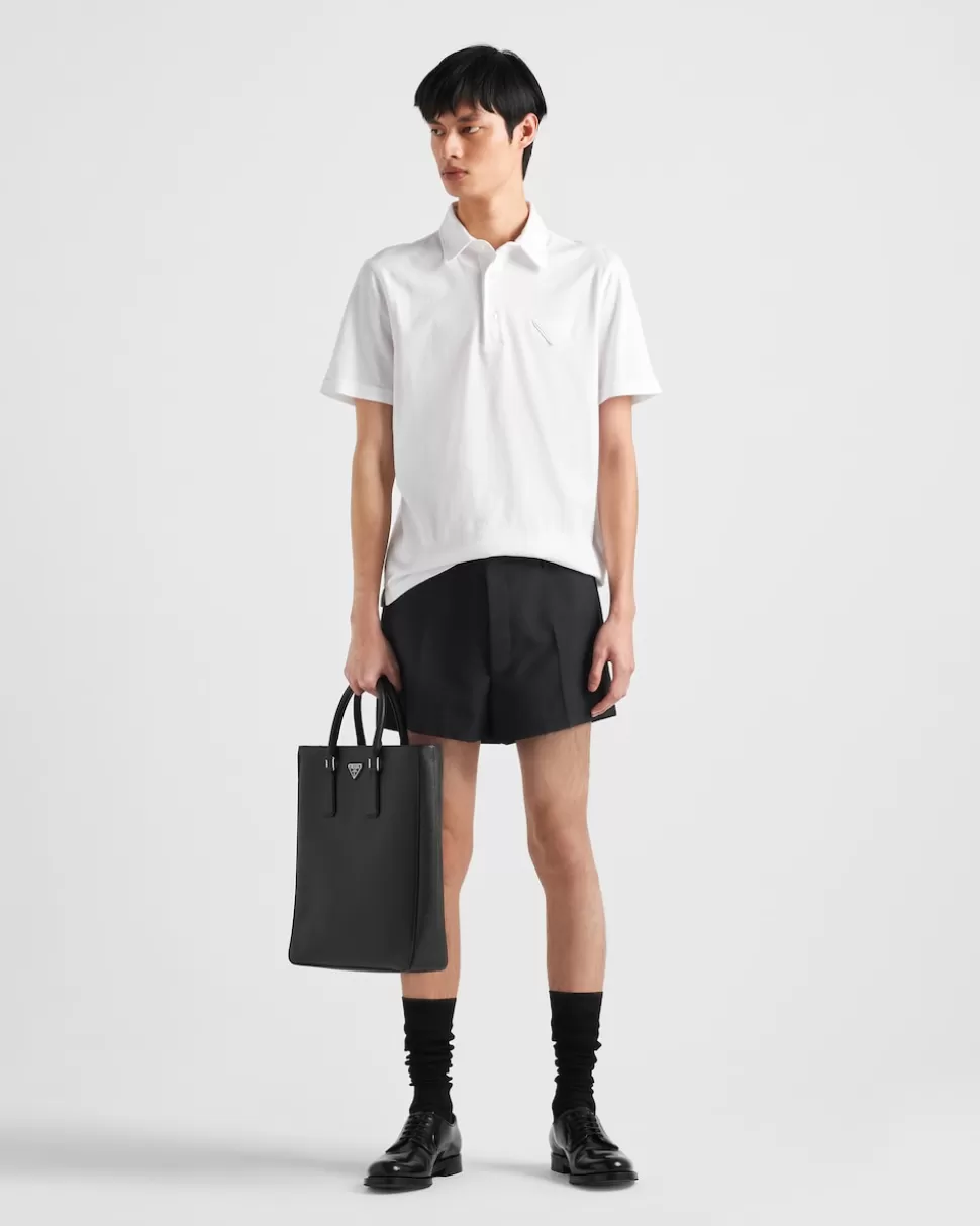 Best Sale Prada Kurzärmliges Poloshirt Aus Baumwolle Weiss