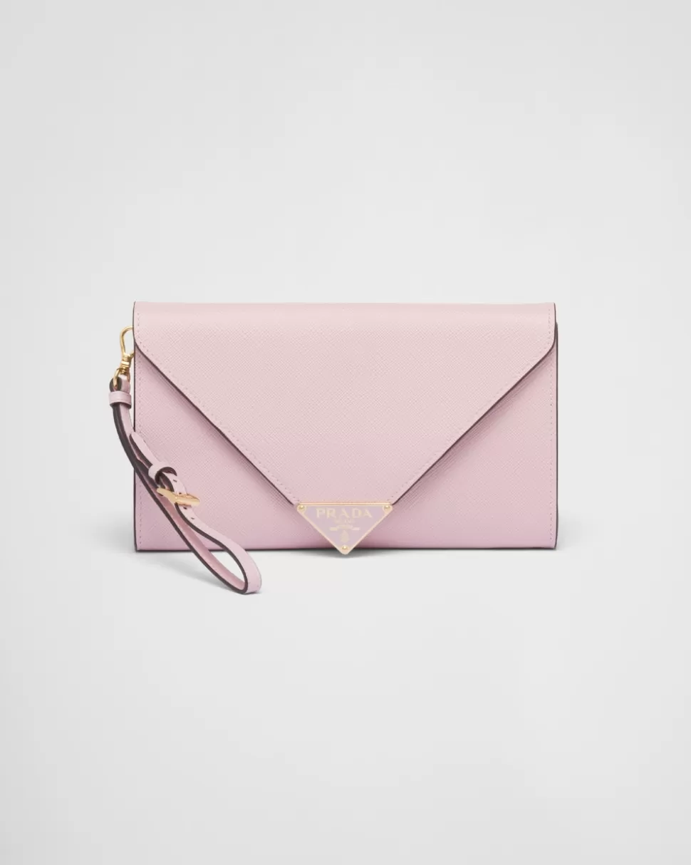 Sale Prada Kuvert-clutch Aus Saffiano-leder Alabasterrosa