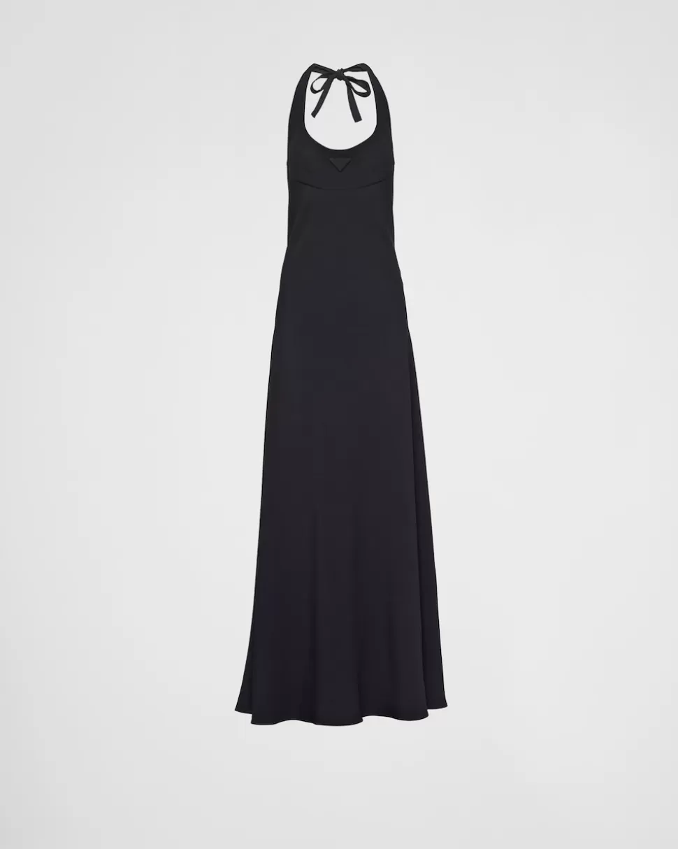 Best Prada Langes Kleid Aus Sablé Schwarz