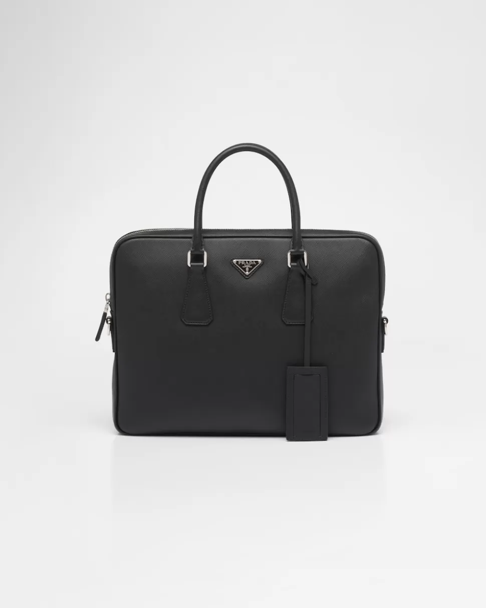 Cheap Prada Leder Aktentasche Schwarz