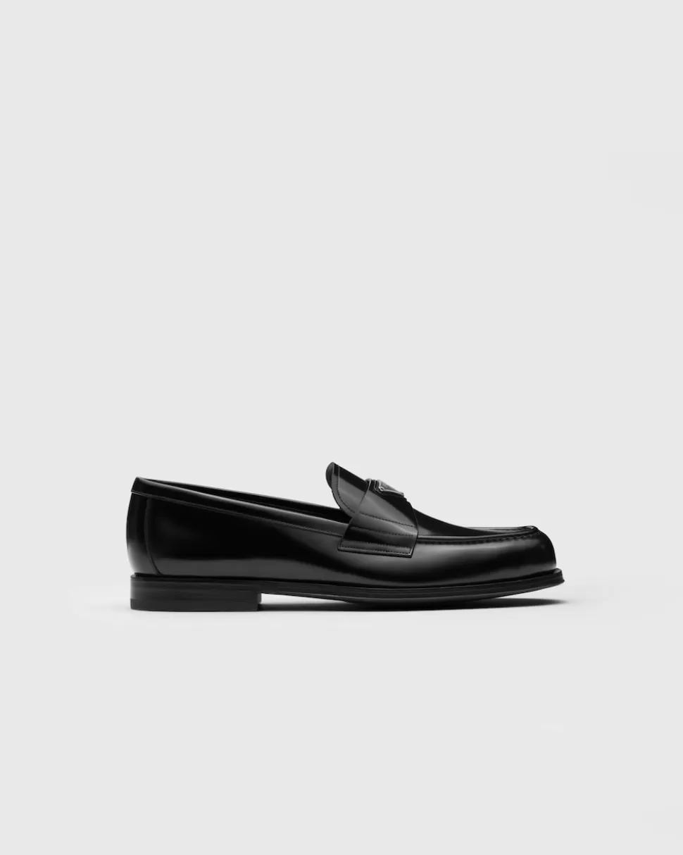 Best Prada Loafer Aus Gebürstetem Leder Schwarz