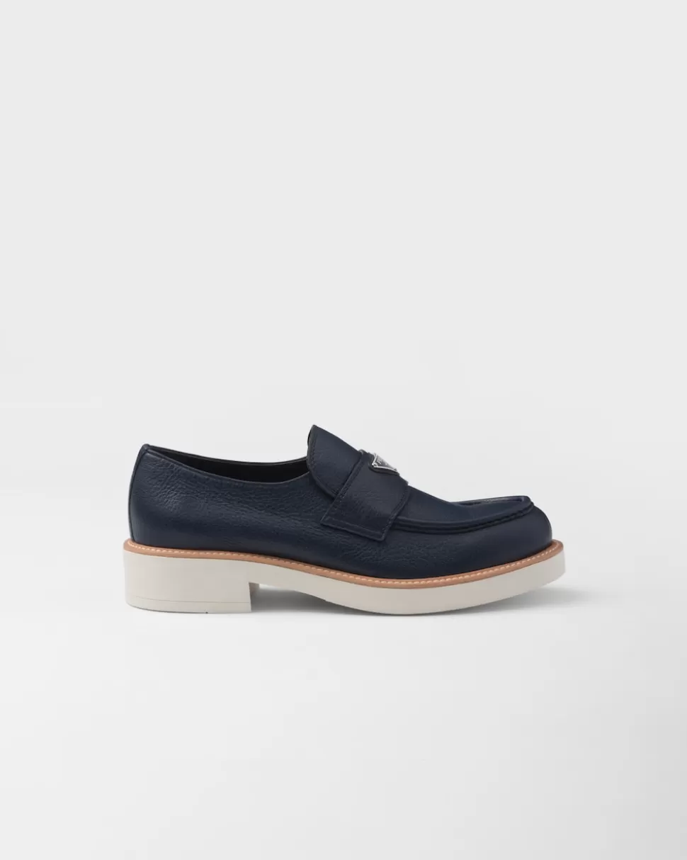 Best Sale Prada Loafer Aus Hirschleder Ostseeblau