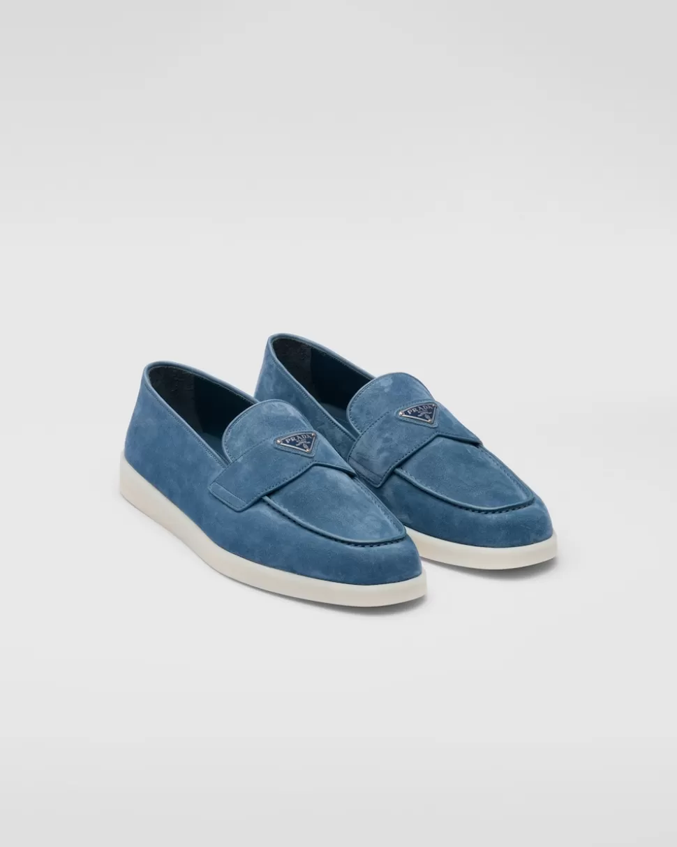 Cheap Prada Loafer Aus Wildleder Blau