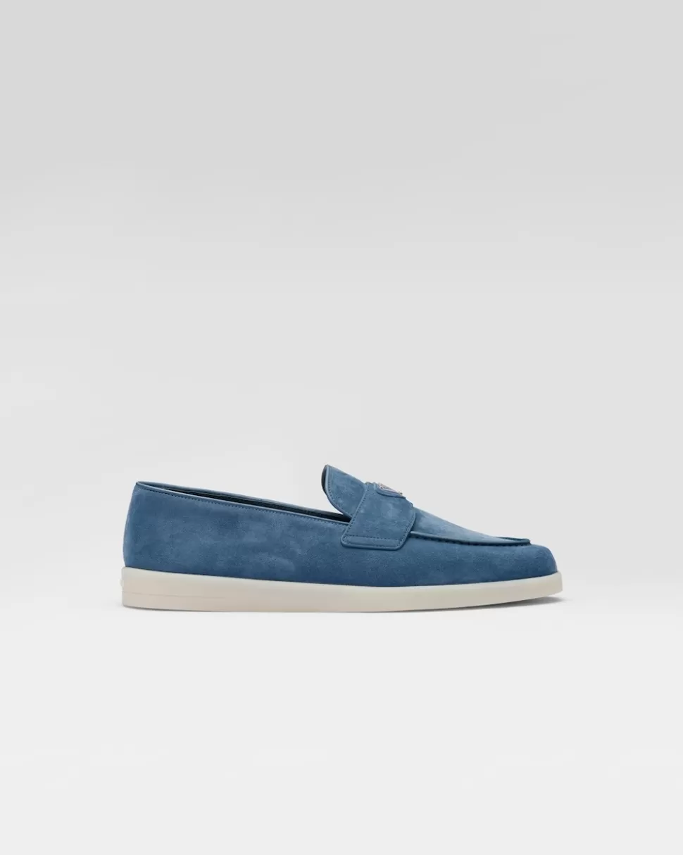 Cheap Prada Loafer Aus Wildleder Blau