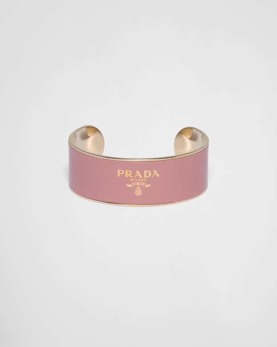 Online Prada Manschettenarmband Aus Emailliertem Metall Zartblau/Gold