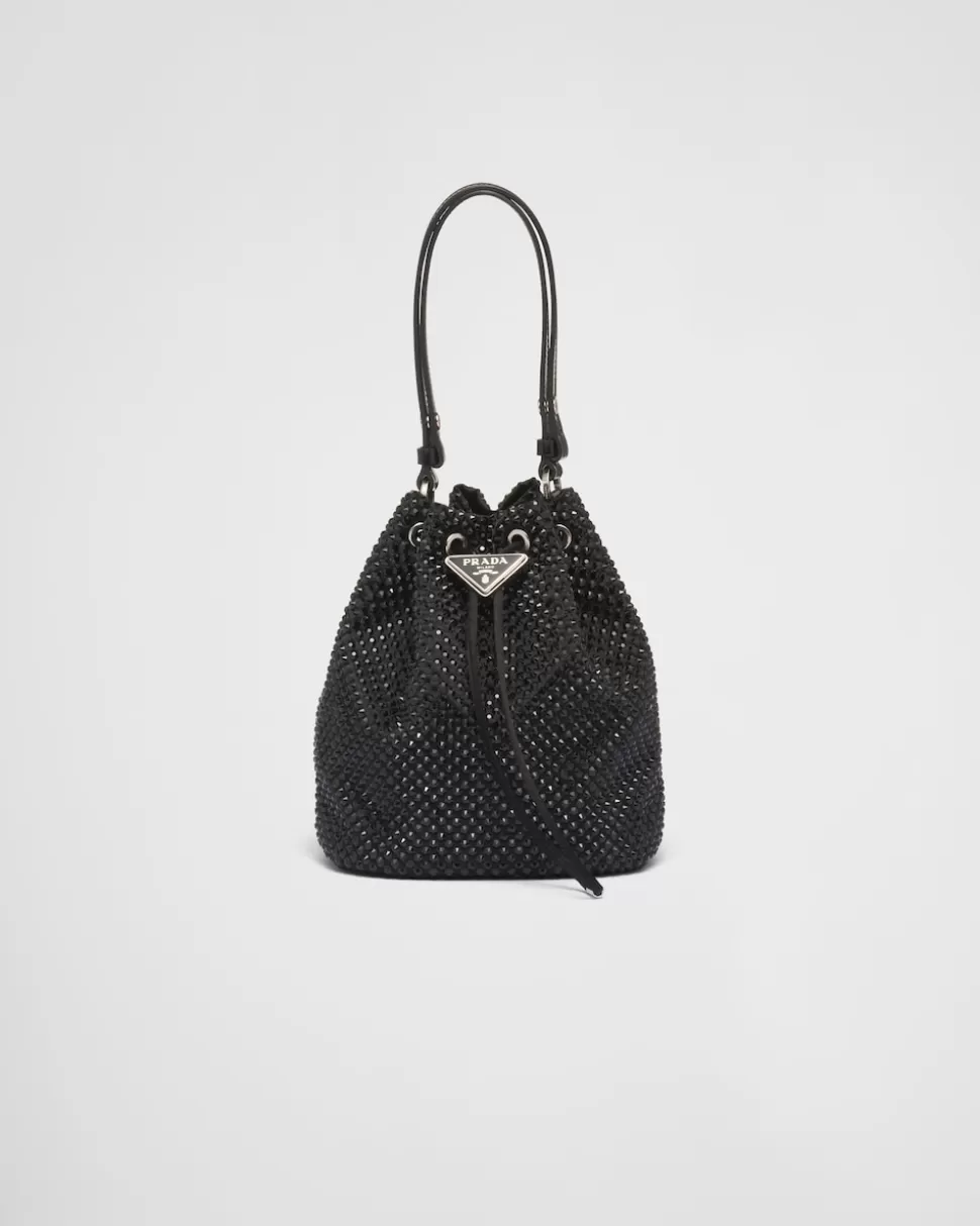 Best Prada Mini Bag Aus Satin Mit Kristallen Schwarz