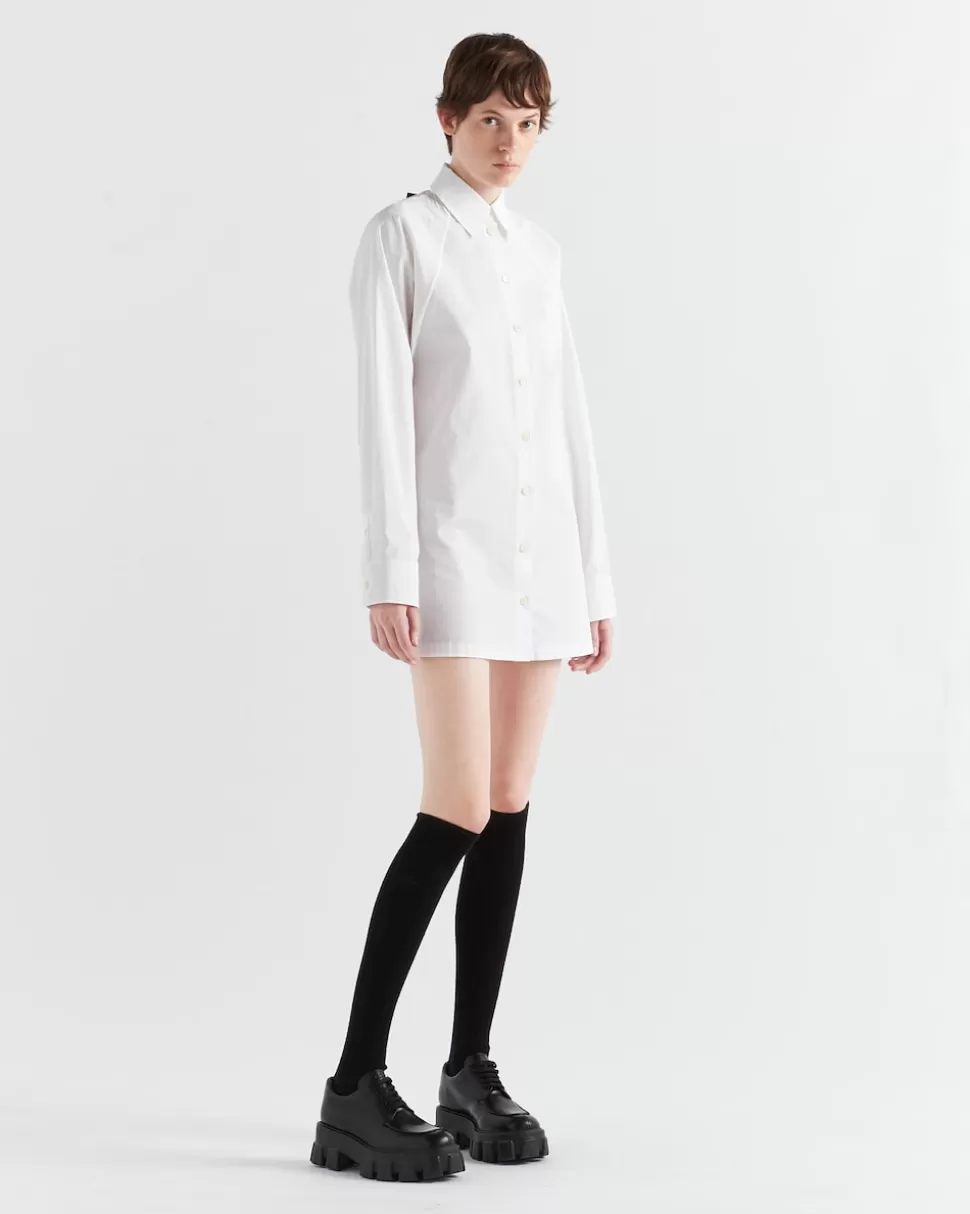 Best Prada Minikleid Aus Popeline Mit Schleife Weiss