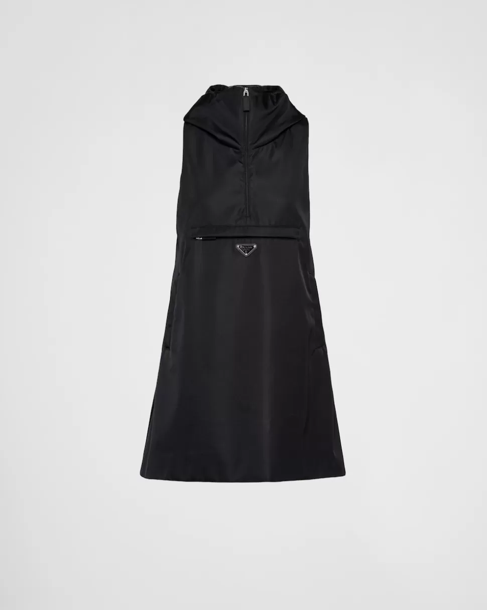 Fashion Prada Minikleid Aus Re-nylon Schwarz