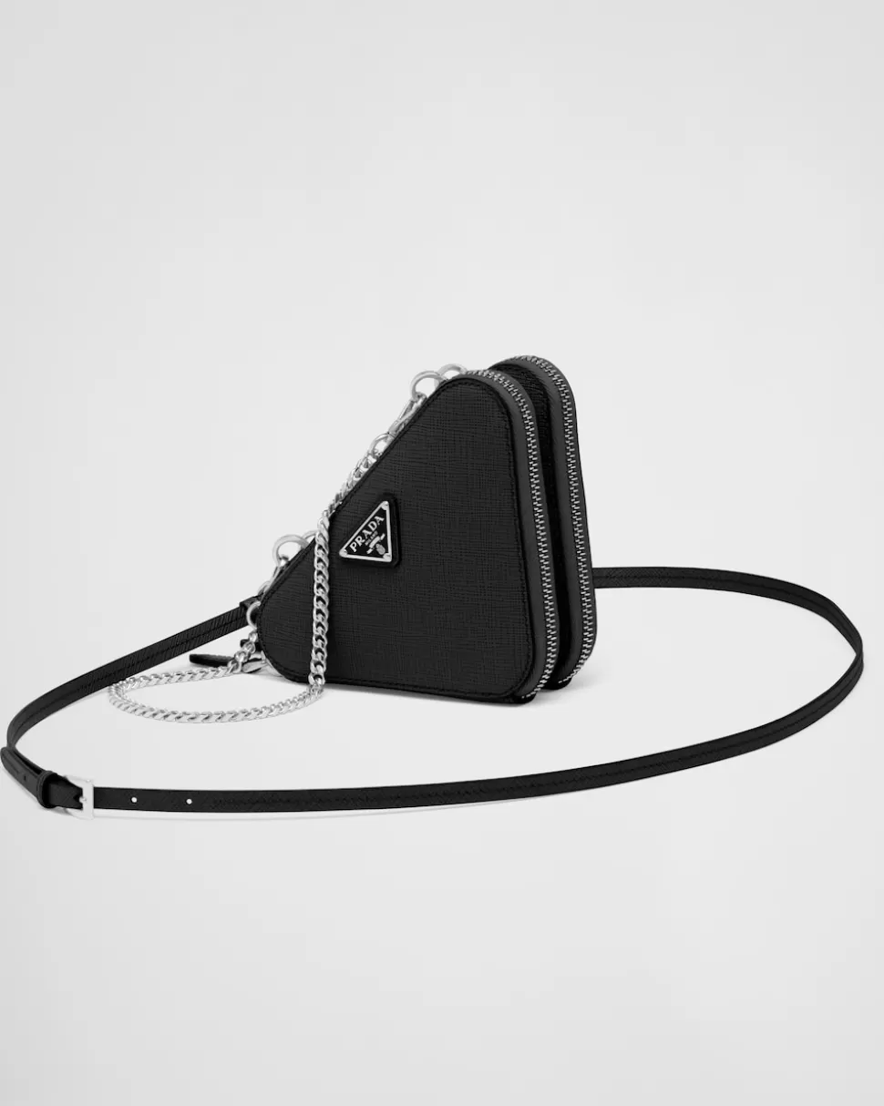 Outlet Prada Mini-pouch Aus Saffiano-leder Schwarz