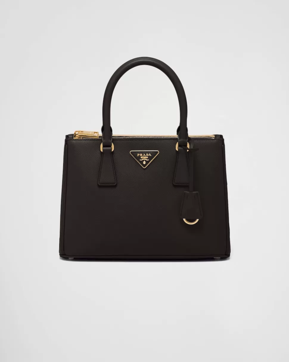 Best Prada Mittelgroße Galleria Tasche Aus Saffiano-leder Schwarz