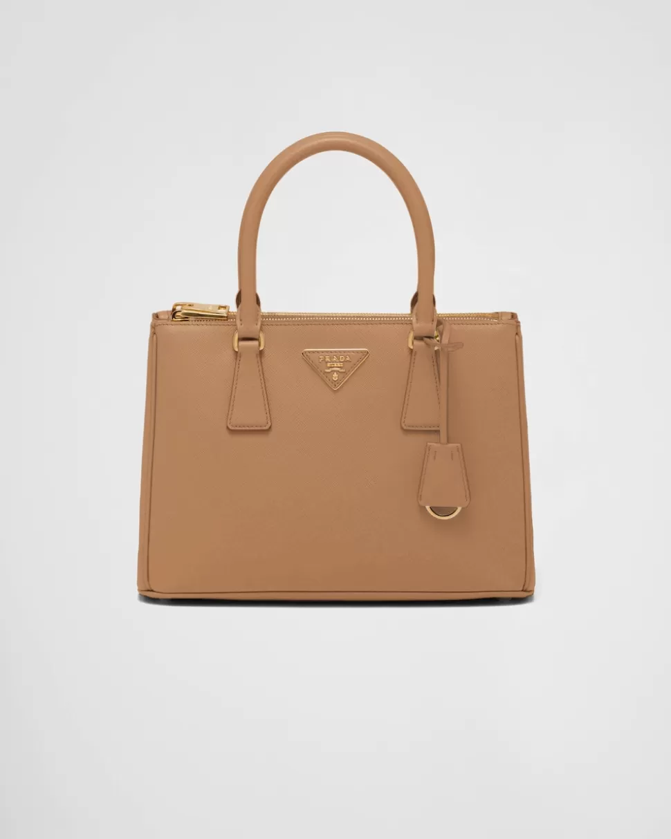 Best Sale Prada Mittelgroße Galleria Tasche Aus Saffiano-leder Schwarz