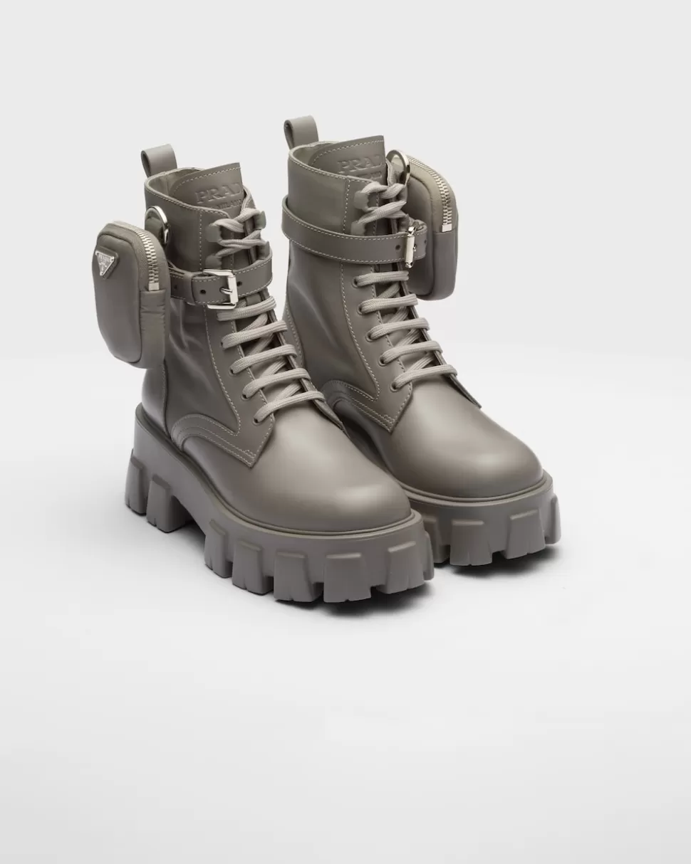 Best Prada Monolith Combat Boots Aus Leder Und Re-nylon Schwarz