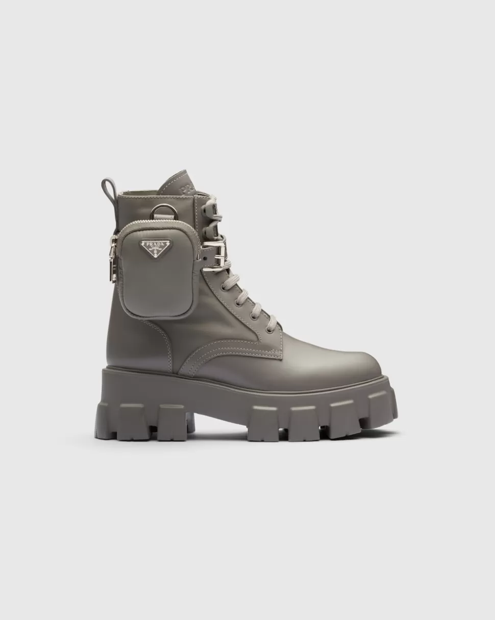 Best Prada Monolith Combat Boots Aus Leder Und Re-nylon Schwarz