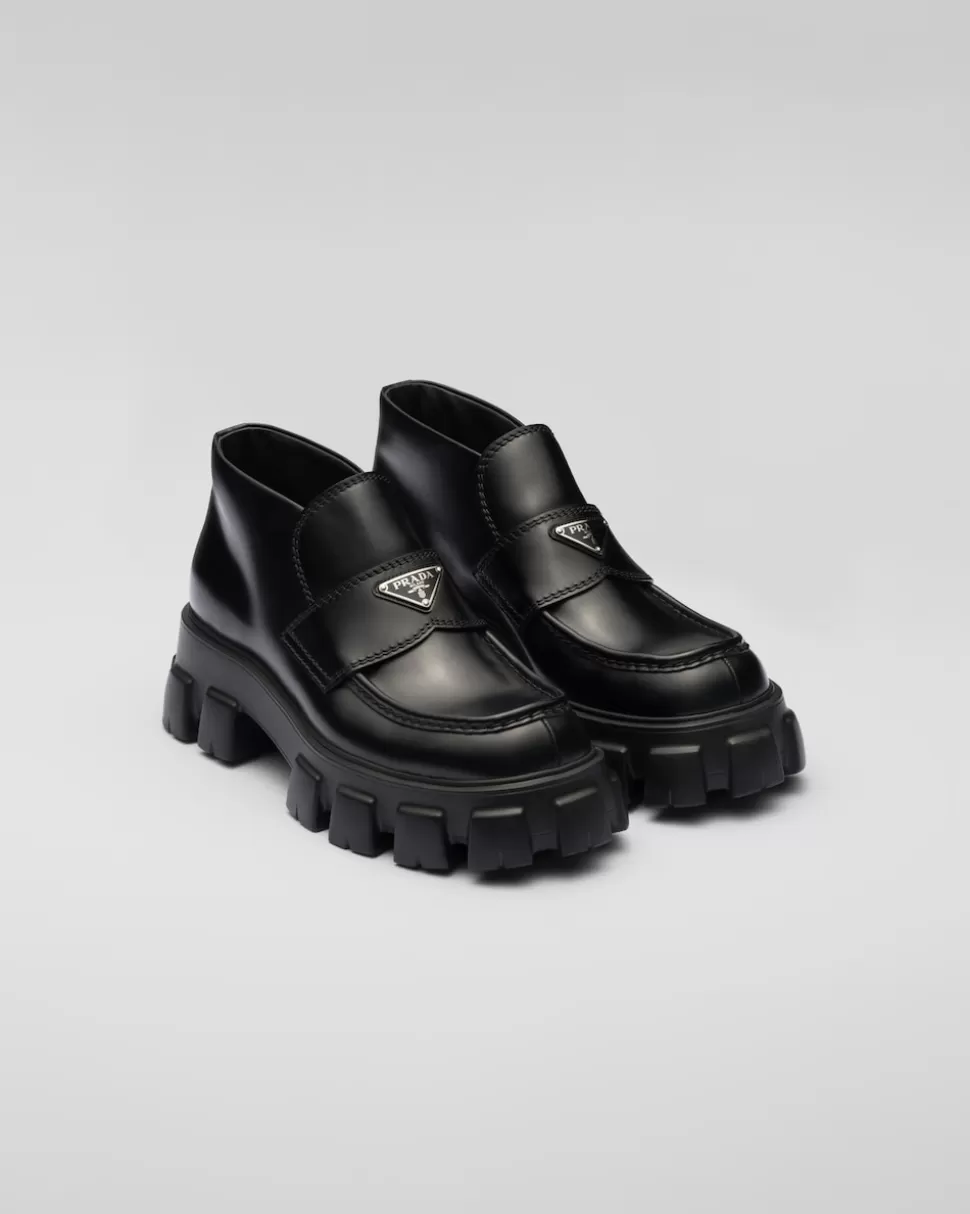 Cheap Prada Monolith Plateau-loafer Aus Lackleder Schwarz