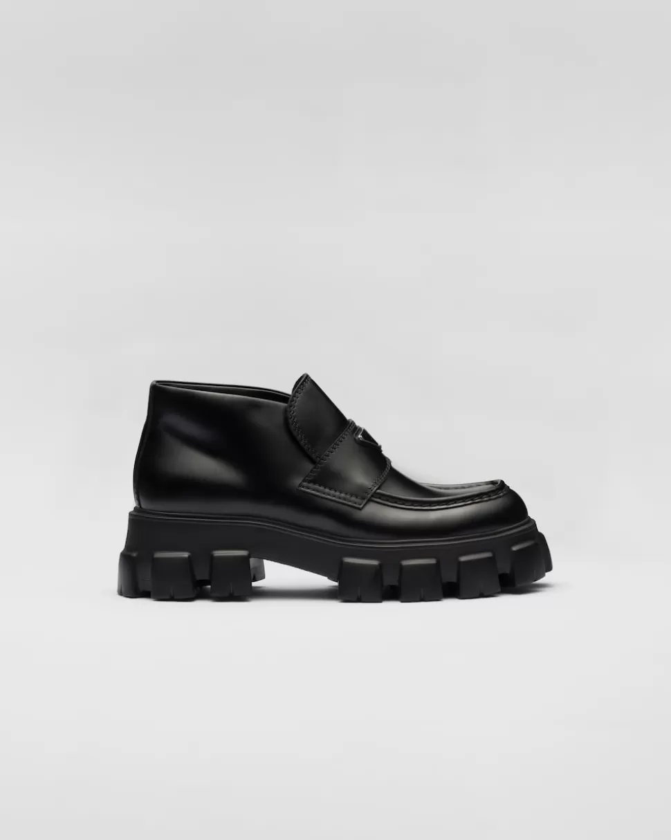 Cheap Prada Monolith Plateau-loafer Aus Lackleder Schwarz