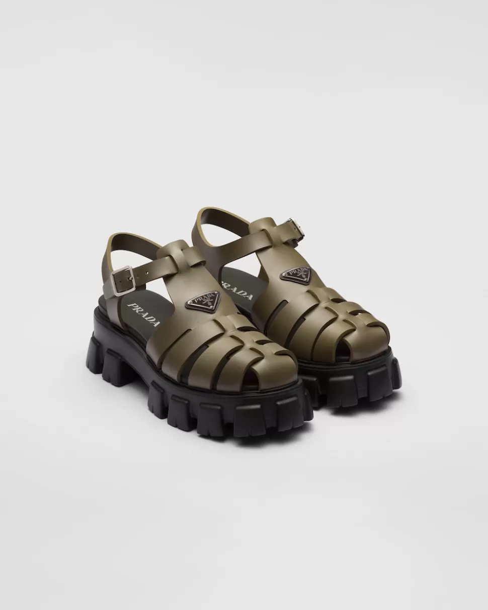 Fashion Prada Monolith Sandalen Aus Gummi Schwarz