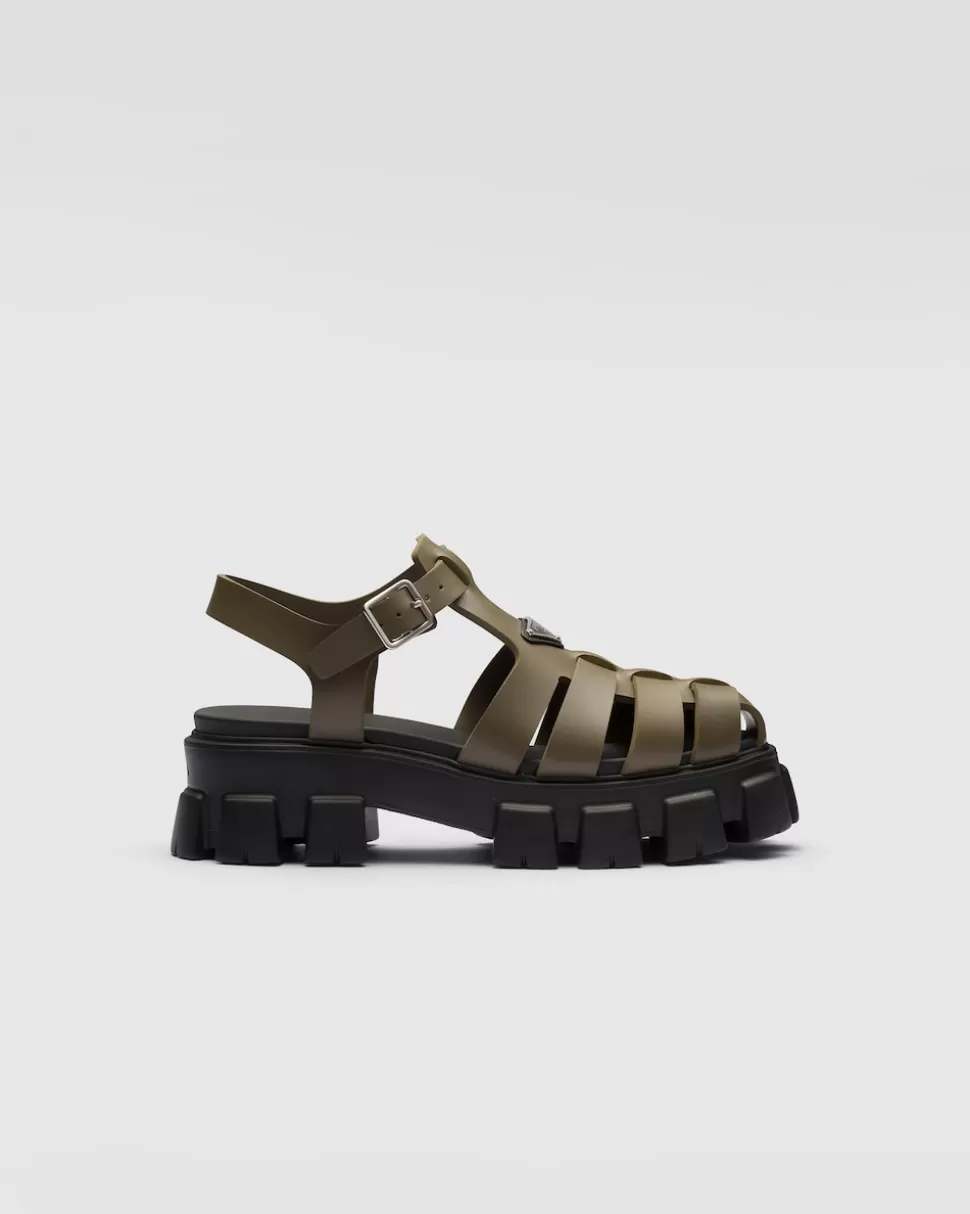 Fashion Prada Monolith Sandalen Aus Gummi Schwarz