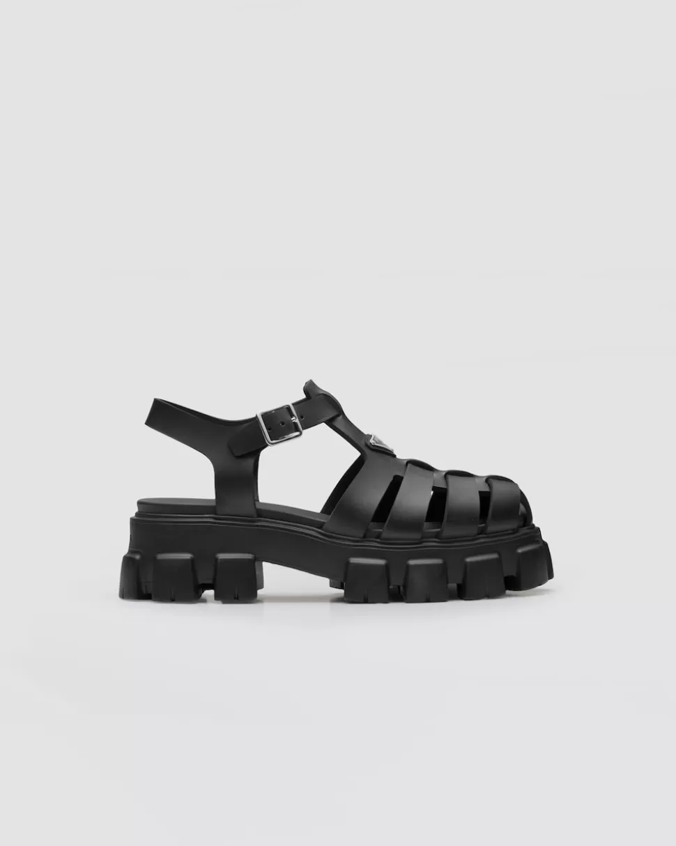 Fashion Prada Monolith Sandalen Aus Gummi Schwarz