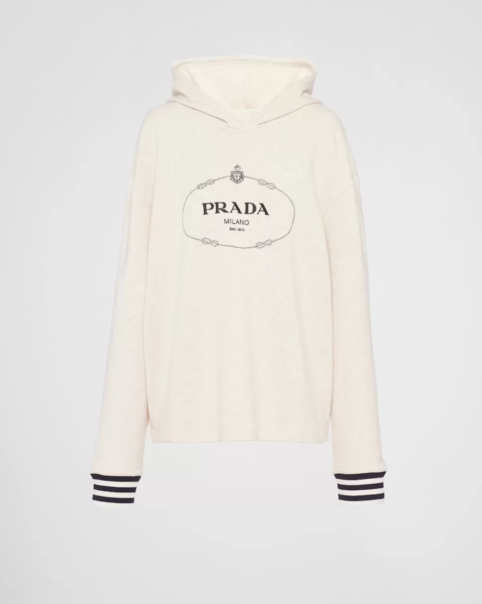 Best Sale Prada Oversize-kapuzenpullover Aus Baumwollfleece Natur