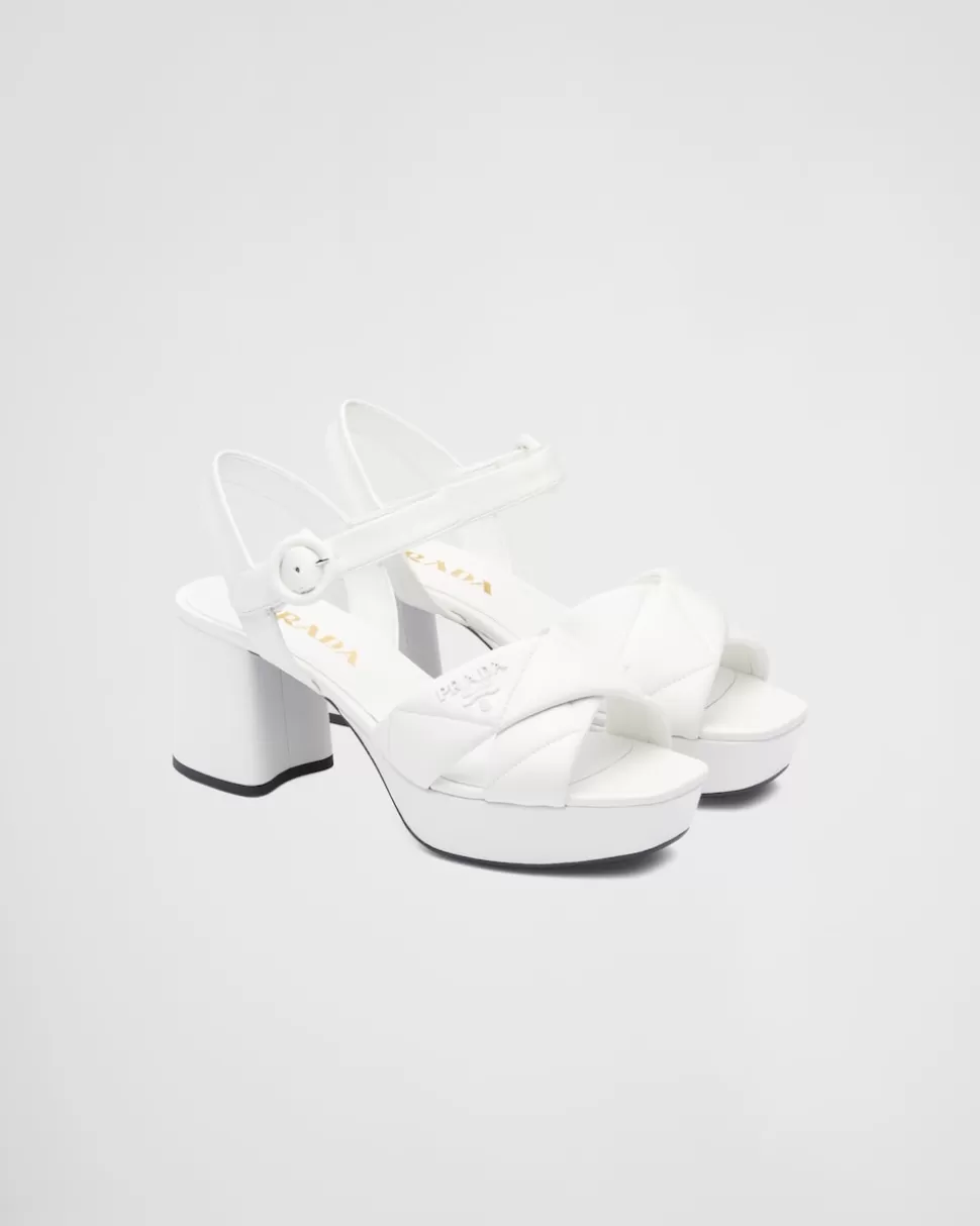 Best Sale Prada Plateausandalen Aus Gestepptem Nappa-leder Weiss