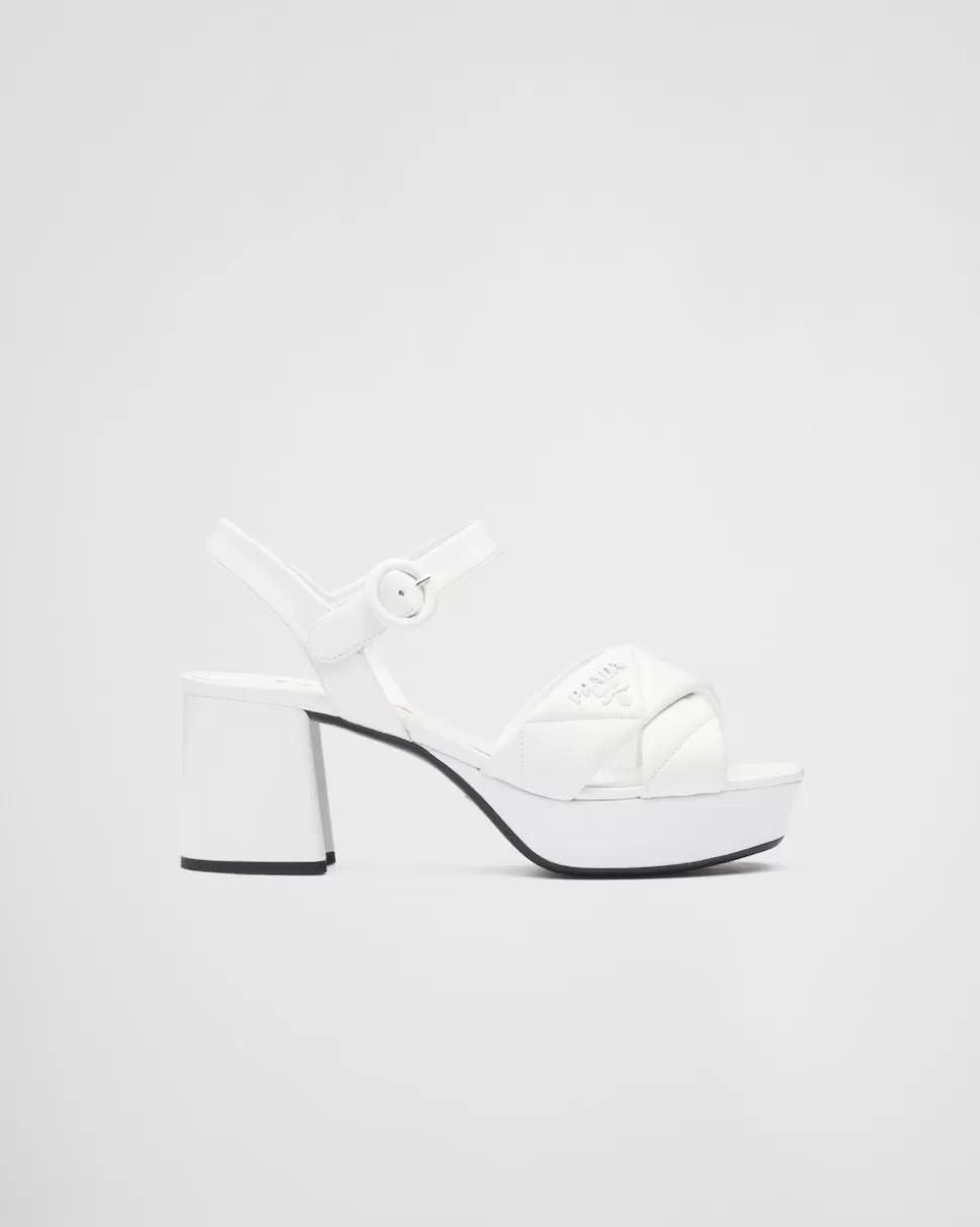 Best Sale Prada Plateausandalen Aus Gestepptem Nappa-leder Weiss