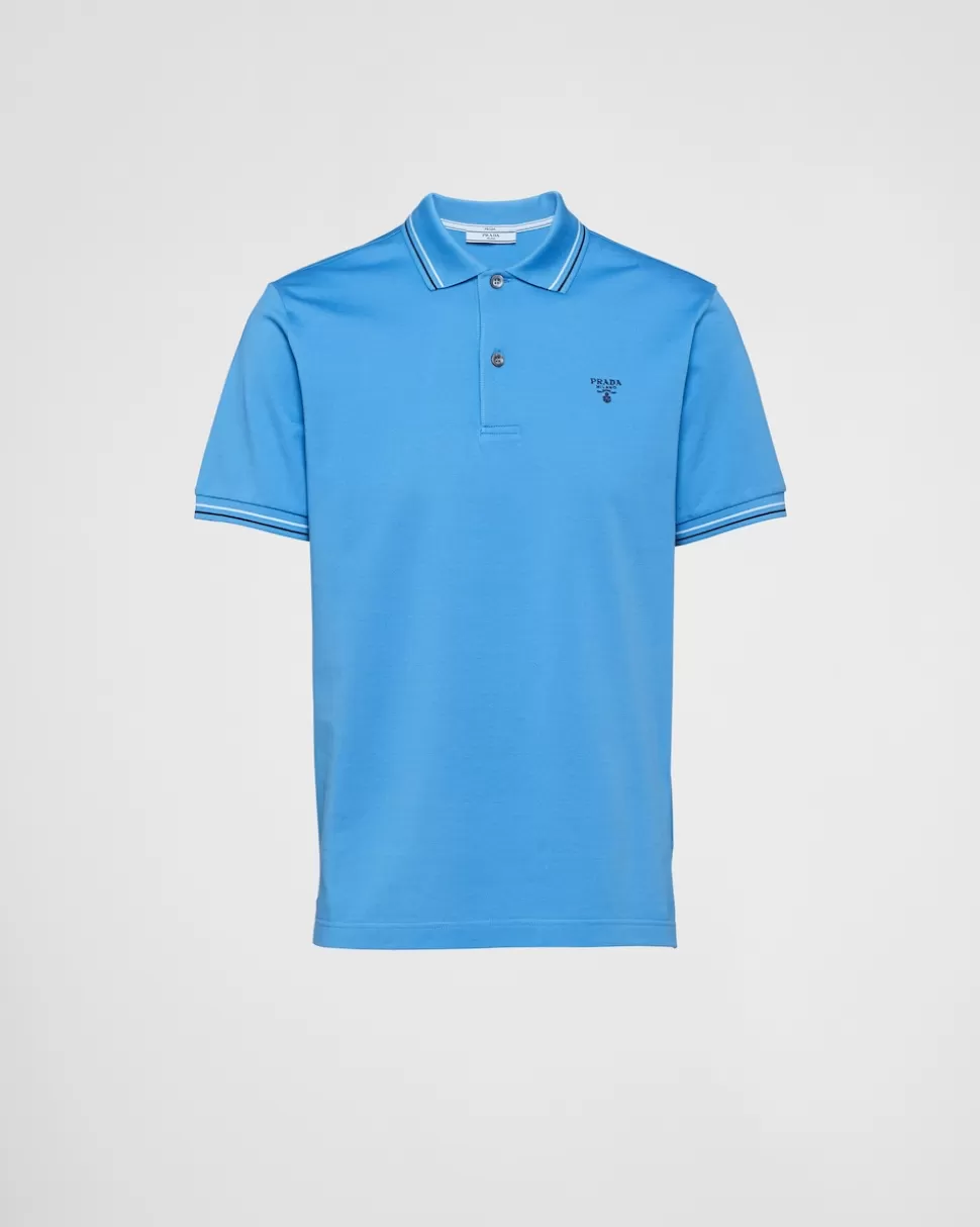 Best Sale Prada Poloshirt Aus Baumwoll-piqué Lavendelblau