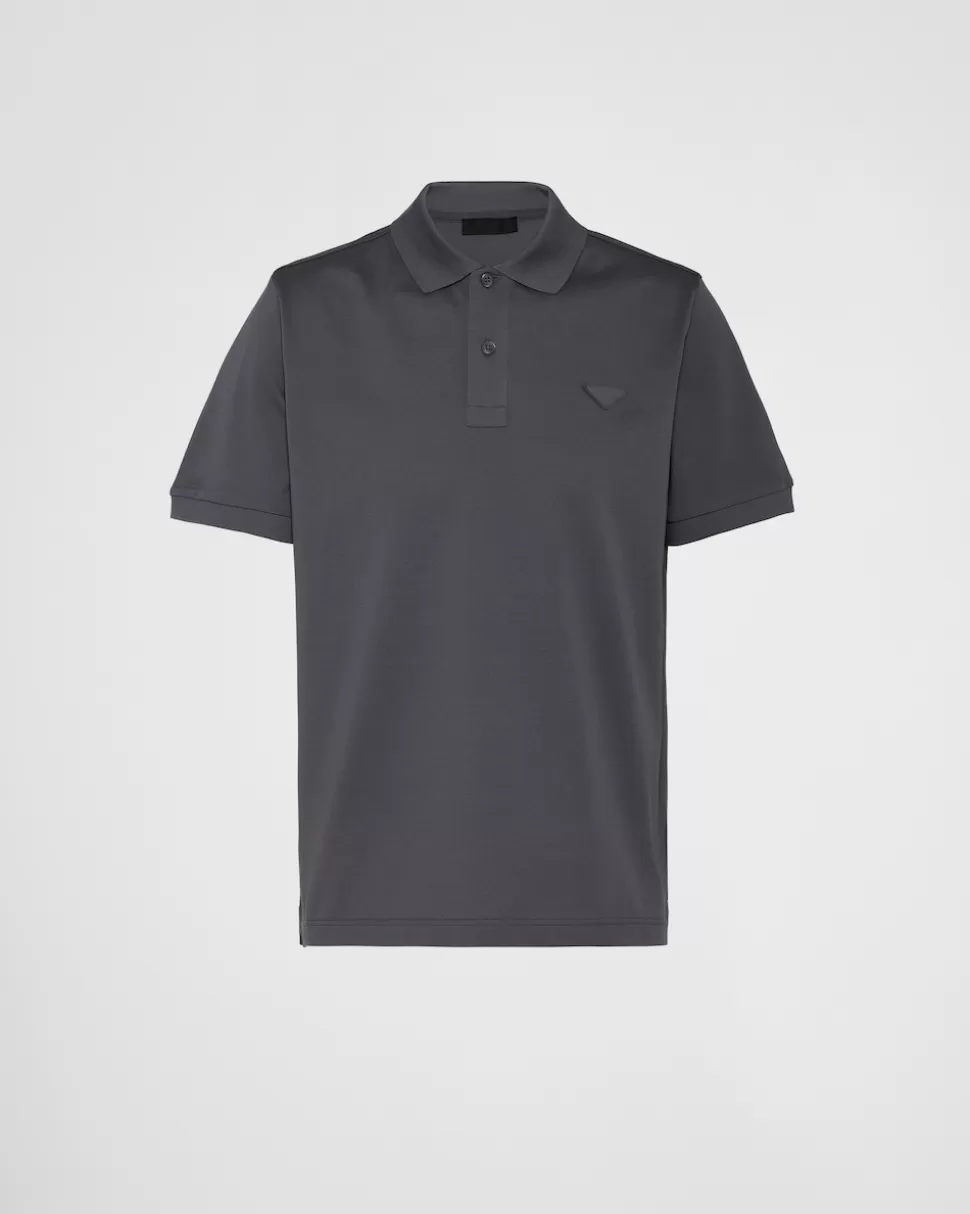 Cheap Prada Poloshirt Aus Piqué Hellblau