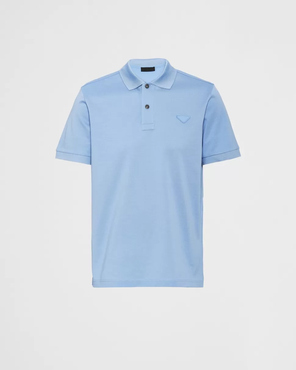 Discount Prada Poloshirt Aus Piqué Hellblau