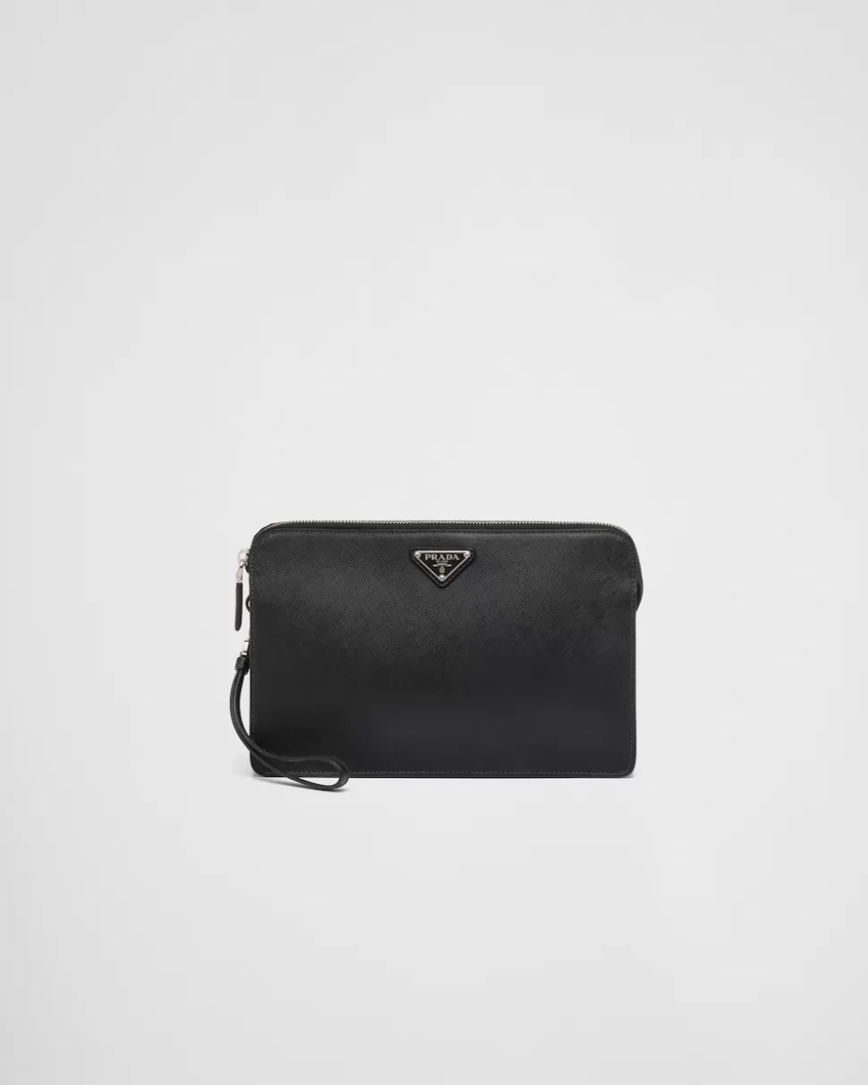 Best Prada Pouch Aus Saffiano-leder Schwarz