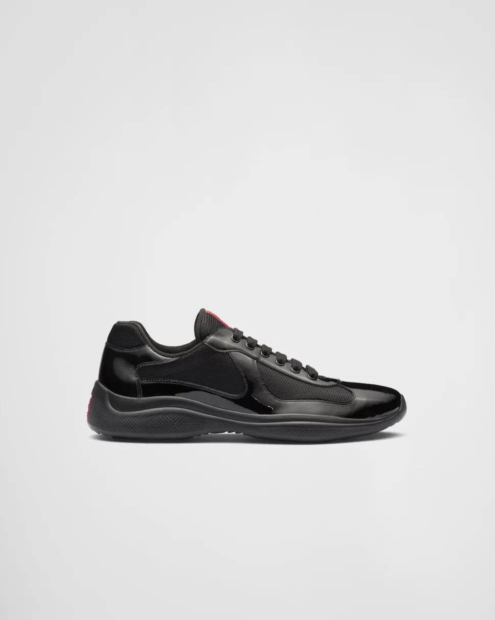 Fashion Prada America’s Cup Sneaker Aus Lackleder Und Funktionsgewebe Schwarz