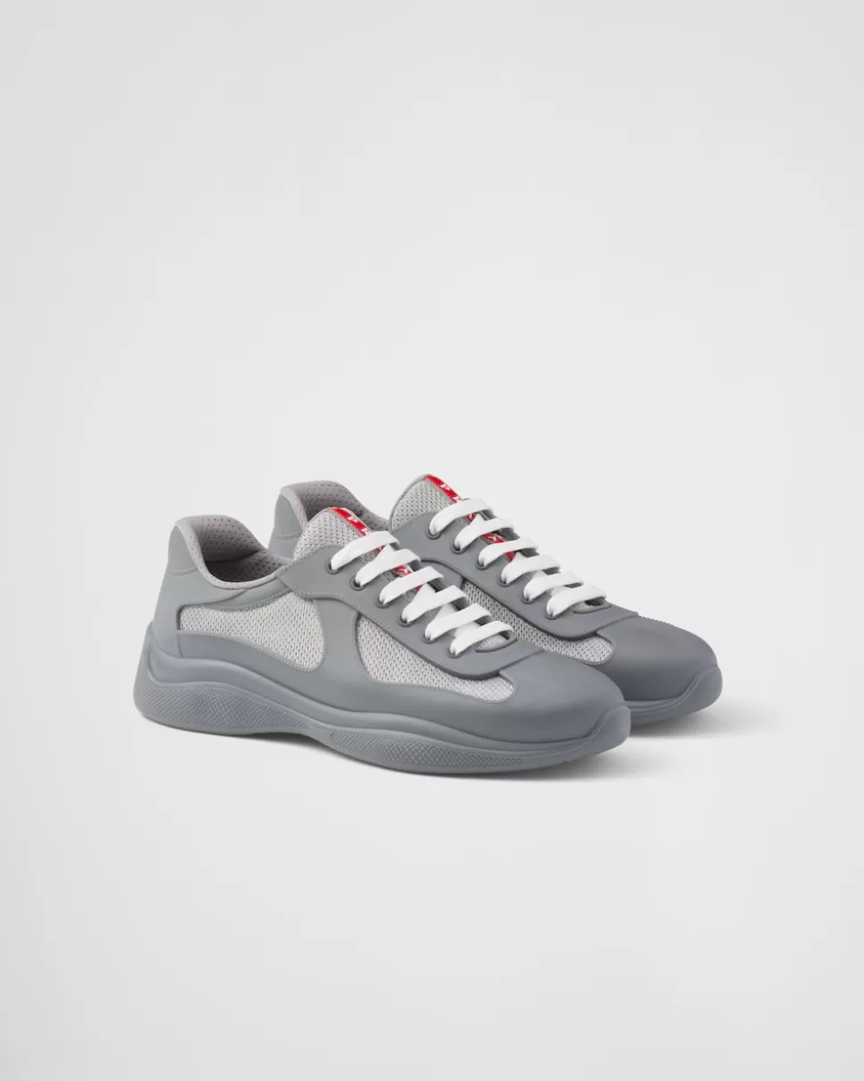 Best Prada America’s Cup Sneaker Aus Weichem Gummi Und Bike-gewebe Creme