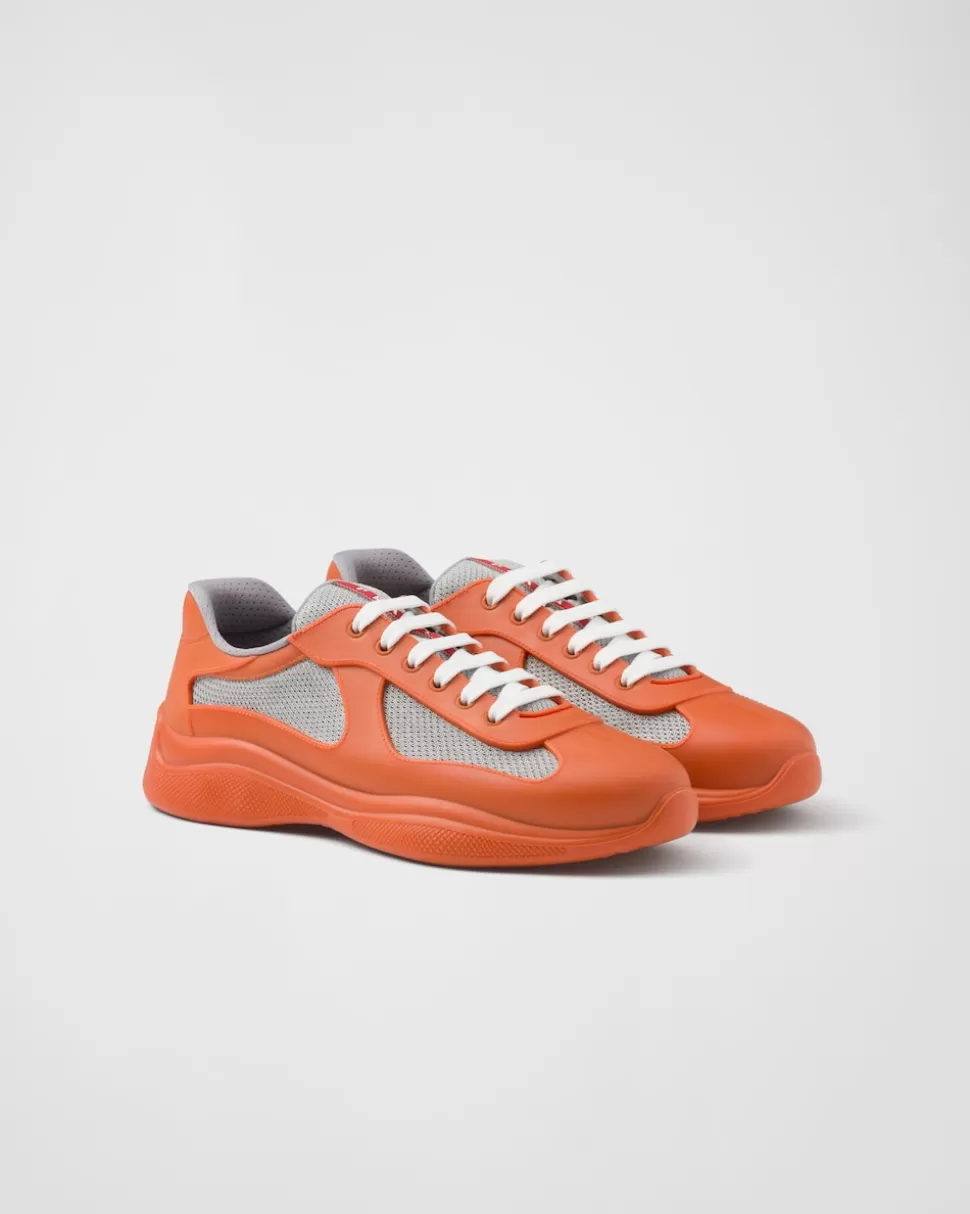 Best Prada America’s Cup Sneaker Aus Weichem Gummi Und Bike-gewebe Creme